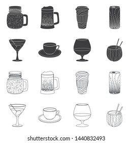 Isolated object of drink and bar logo. Collection of drink and party vector icon for stock.