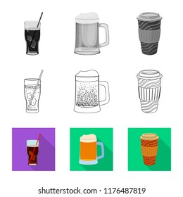 Isolated object of drink and bar sign. Collection of drink and party stock symbol for web.