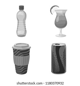 Isolated object of drink and bar sign. Collection of drink and party stock vector illustration.