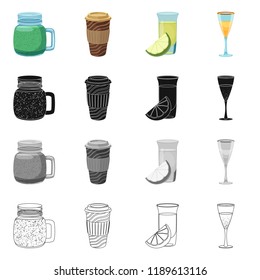 Isolated object of drink and bar sign. Set of drink and party stock symbol for web.