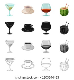 Isolated object of drink and bar sign. Collection of drink and party stock vector illustration.