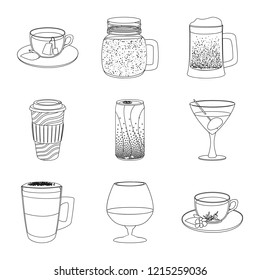 Isolated object of drink and bar sign. Set of drink and party stock vector illustration.