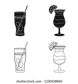 Isolated object of drink and bar sign. Collection of drink and party stock symbol for web.