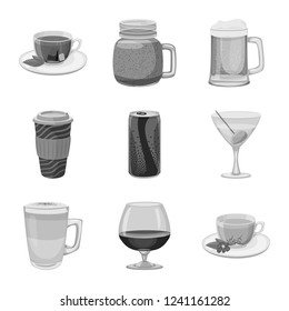Isolated object of drink and bar sign. Collection of drink and party stock symbol for web.