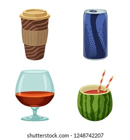 Isolated object of drink and bar sign. Collection of drink and party vector icon for stock.