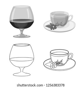 Isolated object of drink and bar sign. Set of drink and party stock vector illustration.