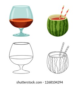 Isolated object of drink and bar sign. Set of drink and party vector icon for stock.