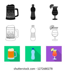 Isolated object of drink and bar sign. Collection of drink and party stock symbol for web.