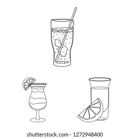 Isolated object of drink and bar sign. Set of drink and party stock symbol for web.