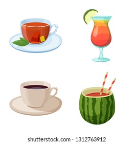 Isolated object of drink and bar sign. Set of drink and party vector icon for stock.