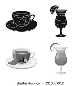 Isolated object of drink and bar sign. Collection of drink and party stock vector illustration.