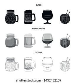 Isolated object of drink and bar sign. Set of drink and party vector icon for stock.