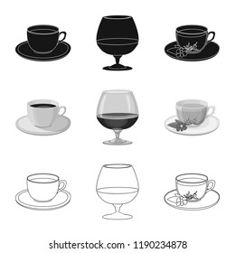 Isolated object of drink and bar symbol. Set of drink and party stock symbol for web.