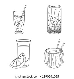 Isolated object of drink and bar symbol. Set of drink and party stock symbol for web.