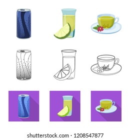 Isolated object of drink and bar symbol. Set of drink and party stock vector illustration.