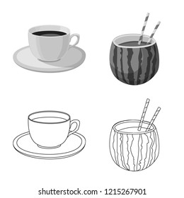 Isolated object of drink and bar symbol. Set of drink and party stock symbol for web.