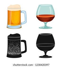 Isolated object of drink and bar symbol. Collection of drink and party stock vector illustration.
