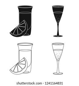 Isolated object of drink and bar symbol. Collection of drink and party stock symbol for web.