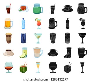 Isolated object of drink and bar symbol. Set of drink and party stock symbol for web.
