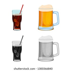 Isolated object of drink and bar symbol. Set of drink and party stock vector illustration.