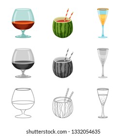 Isolated object of drink and bar symbol. Collection of drink and party vector icon for stock.