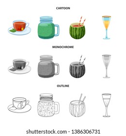 Isolated object of drink and bar symbol. Set of drink and party stock vector illustration.