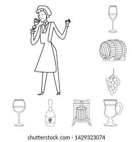 Isolated object of drink and manufacturing sign. Set of drink and restaurant stock vector illustration.