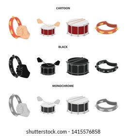 Isolated object of drum and instrument icon. Set of drum and festival vector icon for stock.