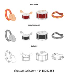 Isolated object of drum and instrument logo. Collection of drum and festival stock symbol for web.