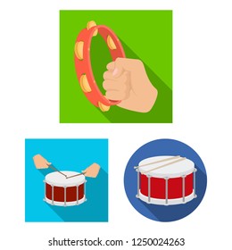 Isolated object of drum and instrument sign. Collection of drum and festival stock vector illustration.