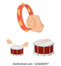 Isolated object of drum and instrument symbol. Set of drum and festival vector icon for stock.