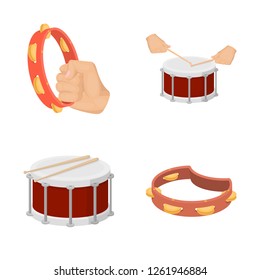 Isolated object of drum and instrument symbol. Collection of drum and festival stock symbol for web.