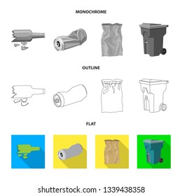 Isolated object of dump  and sort icon. Collection of dump  and junk stock symbol for web.