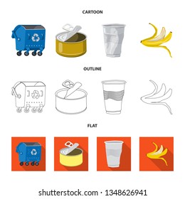 Isolated object of dump  and sort icon. Set of dump  and junk stock symbol for web.