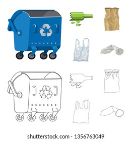Isolated object of dump  and sort icon. Set of dump  and junk stock vector illustration.