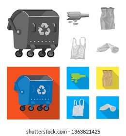 Isolated object of dump  and sort icon. Collection of dump  and junk stock symbol for web.