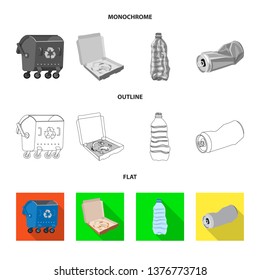 Isolated object of dump  and sort icon. Set of dump  and junk stock symbol for web.
