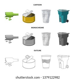 Isolated object of dump  and sort icon. Set of dump  and junk stock vector illustration.
