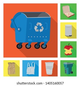 Isolated object of dump  and sort icon. Set of dump  and junk stock symbol for web.