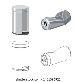 Isolated object of dump and sort icon. Collection of dump and junk stock symbol for web.