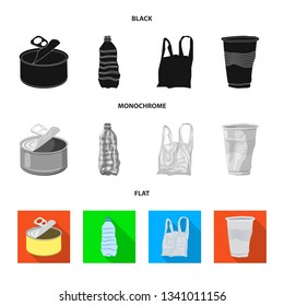 Isolated object of dump  and sort logo. Set of dump  and junk stock symbol for web.