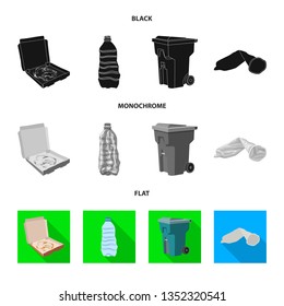 Isolated object of dump  and sort logo. Set of dump  and junk stock symbol for web.