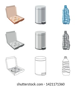 Isolated object of dump  and sort logo. Collection of dump  and junk stock symbol for web.
