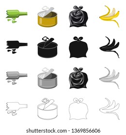Isolated object of dump  and sort sign. Collection of dump  and junk vector icon for stock.