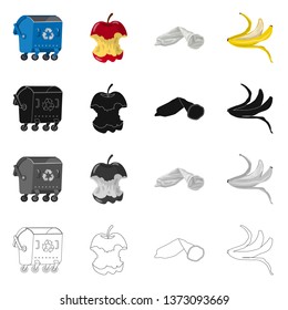 Isolated object of dump  and sort sign. Collection of dump  and junk stock vector illustration.