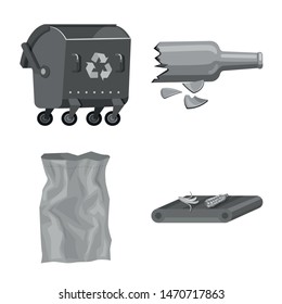 Isolated object of dump and sort sign. Set of dump and junk stock symbol for web.