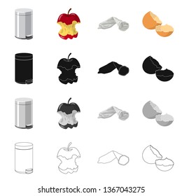 Isolated object of dump  and sort symbol. Collection of dump  and junk vector icon for stock.