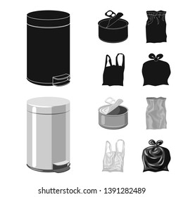 Isolated object of dump  and sort symbol. Collection of dump  and junk stock vector illustration.