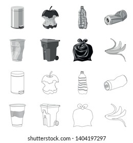 Isolated object of dump  and sort symbol. Set of dump  and junk vector icon for stock.