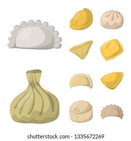 Isolated object of dumplings and food  icon. Collection of dumplings and stuffed stock symbol for web.